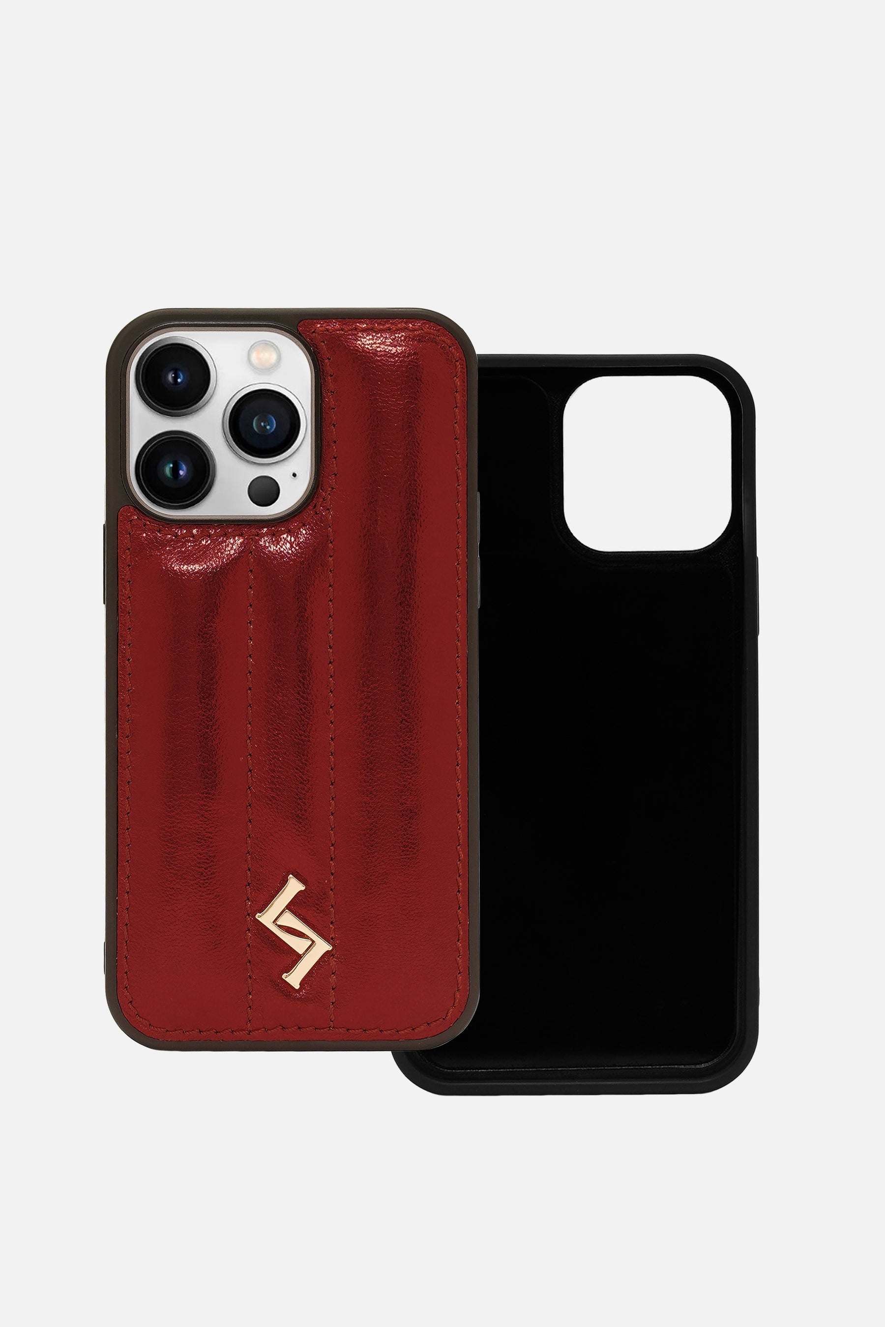 iPhone Puffer Case - Metallic Monogram™  - Wine Red