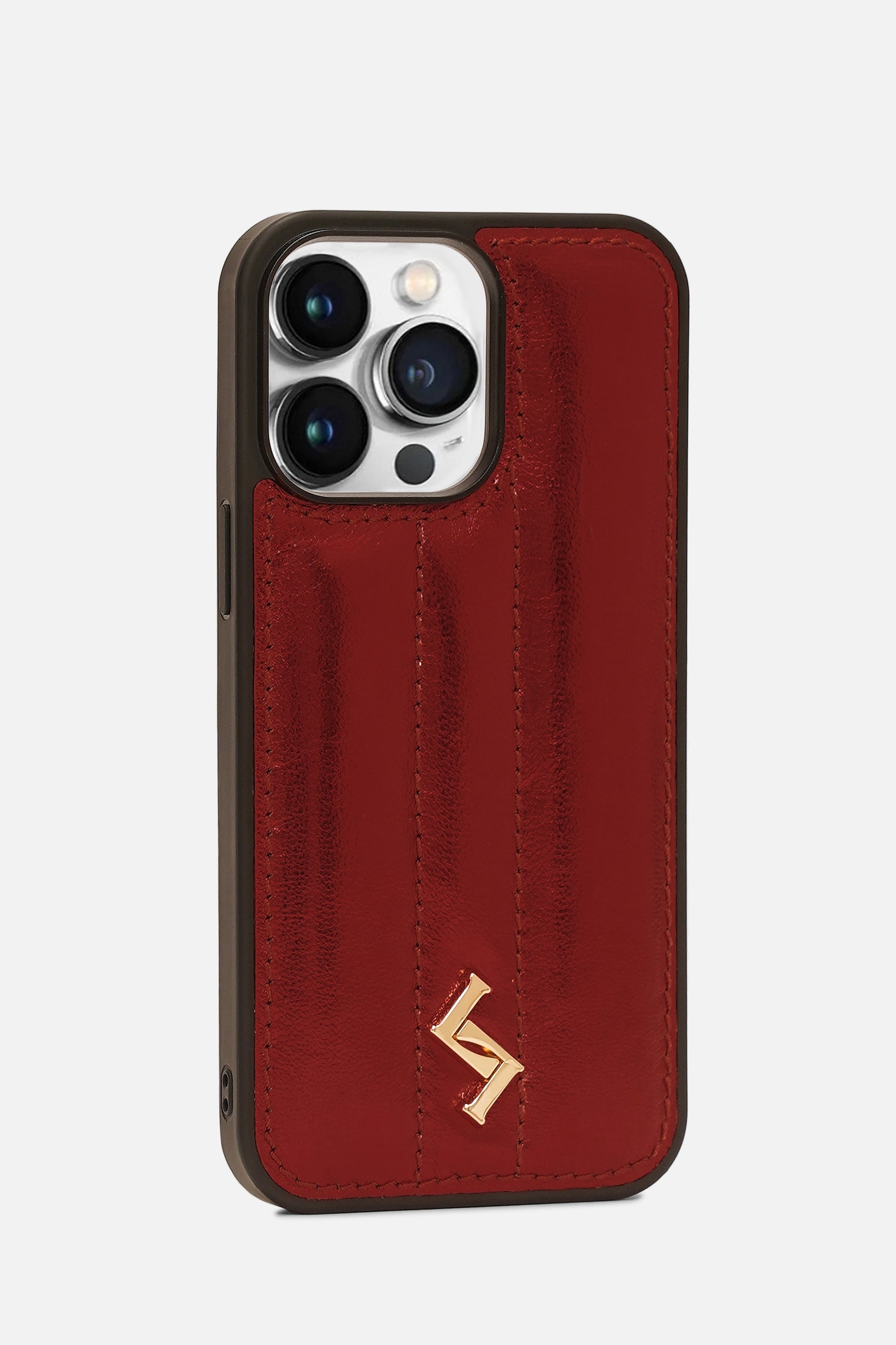 iPhone Puffer Case - Metallic Monogram™  - Wine Red
