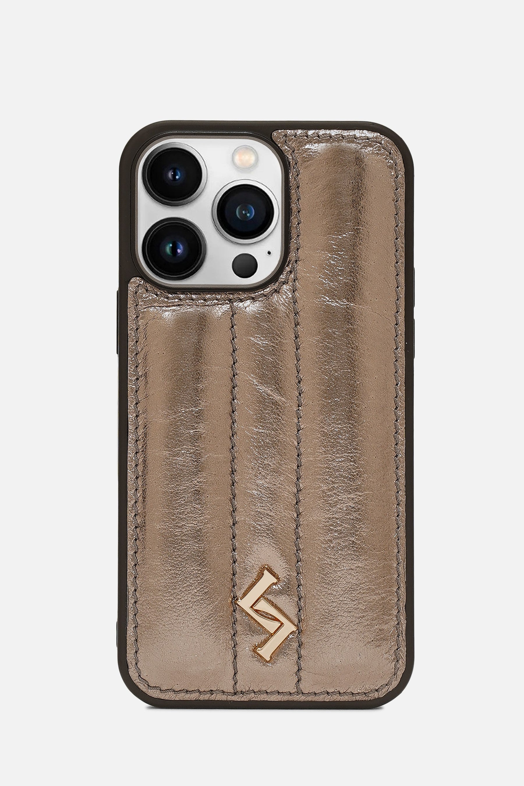 Iphone Puffer Case - Metallic Monogram™ - Middle Grey
