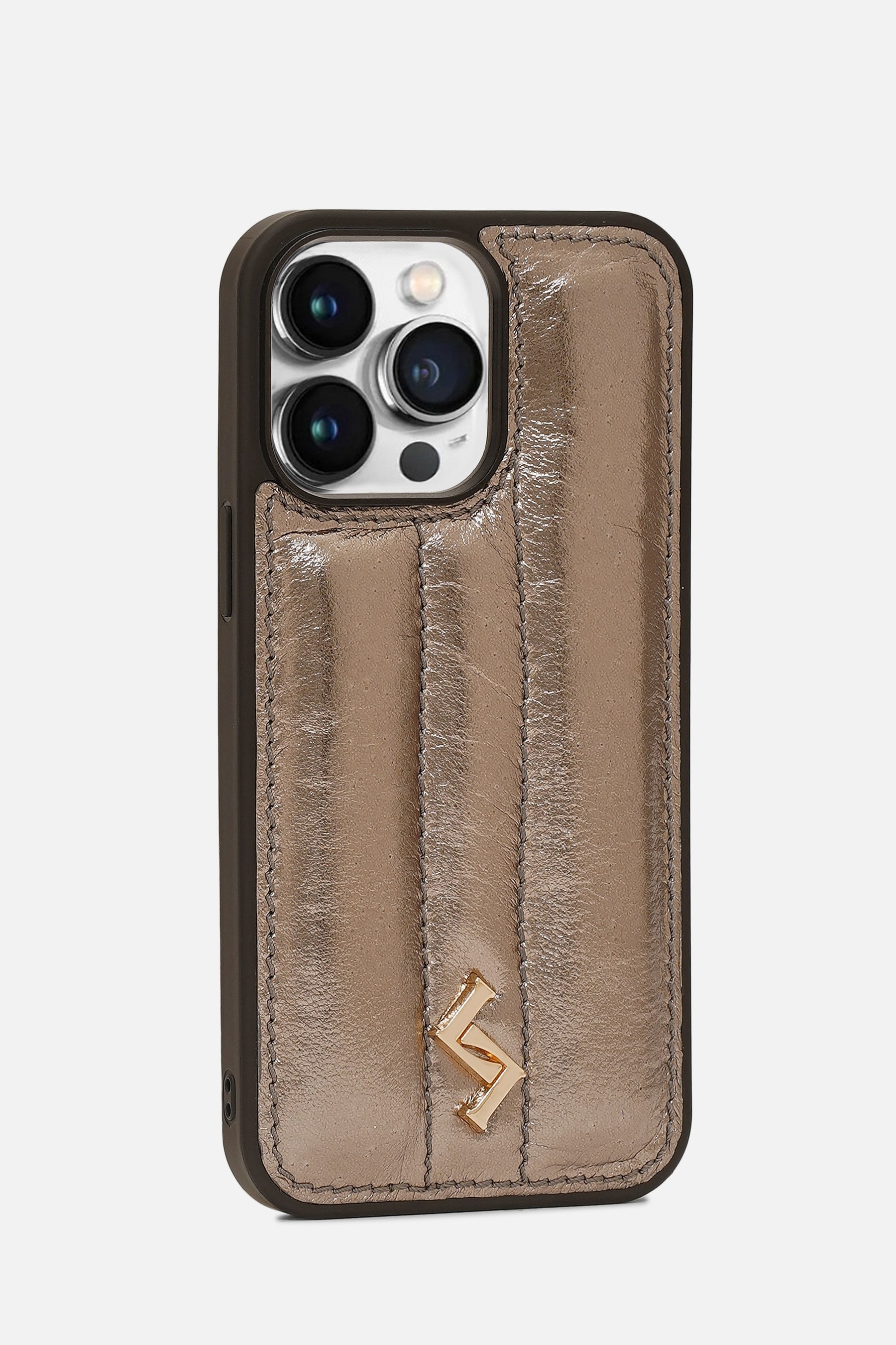 iPhone Puffer Case - Metallic Monogram™ - Middle Grey