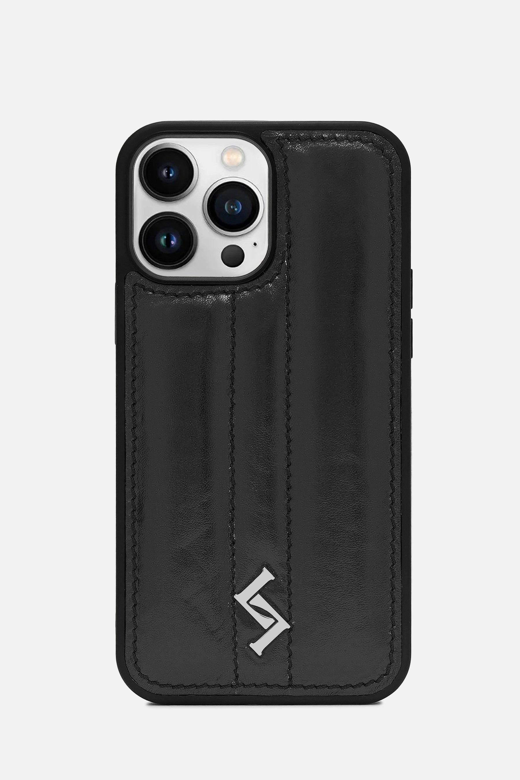 Iphone Puffer  Case - Metallic Monogram™ - Black
