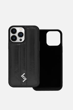 Iphone Puffer  Case - Metallic Monogram™ - Black
