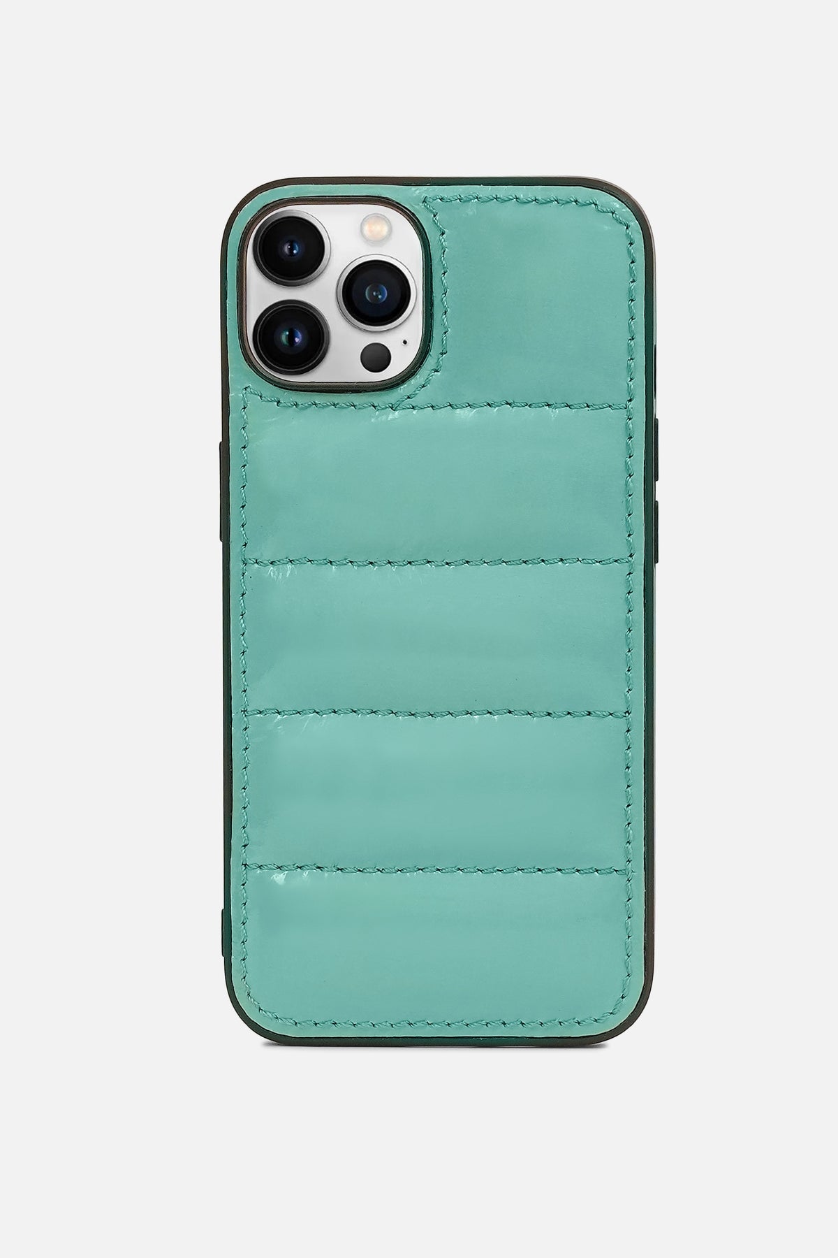 iPhone Puffer Case - Quilted - Patent Polished Pine