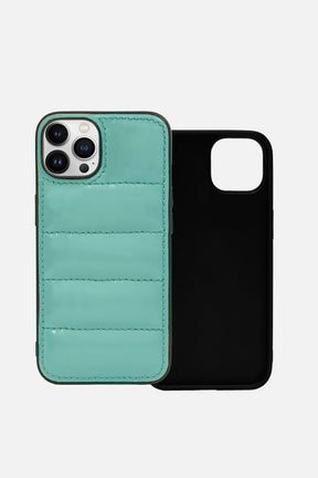 iPhone Puffer Case - Quilted - Patent Polished Pine