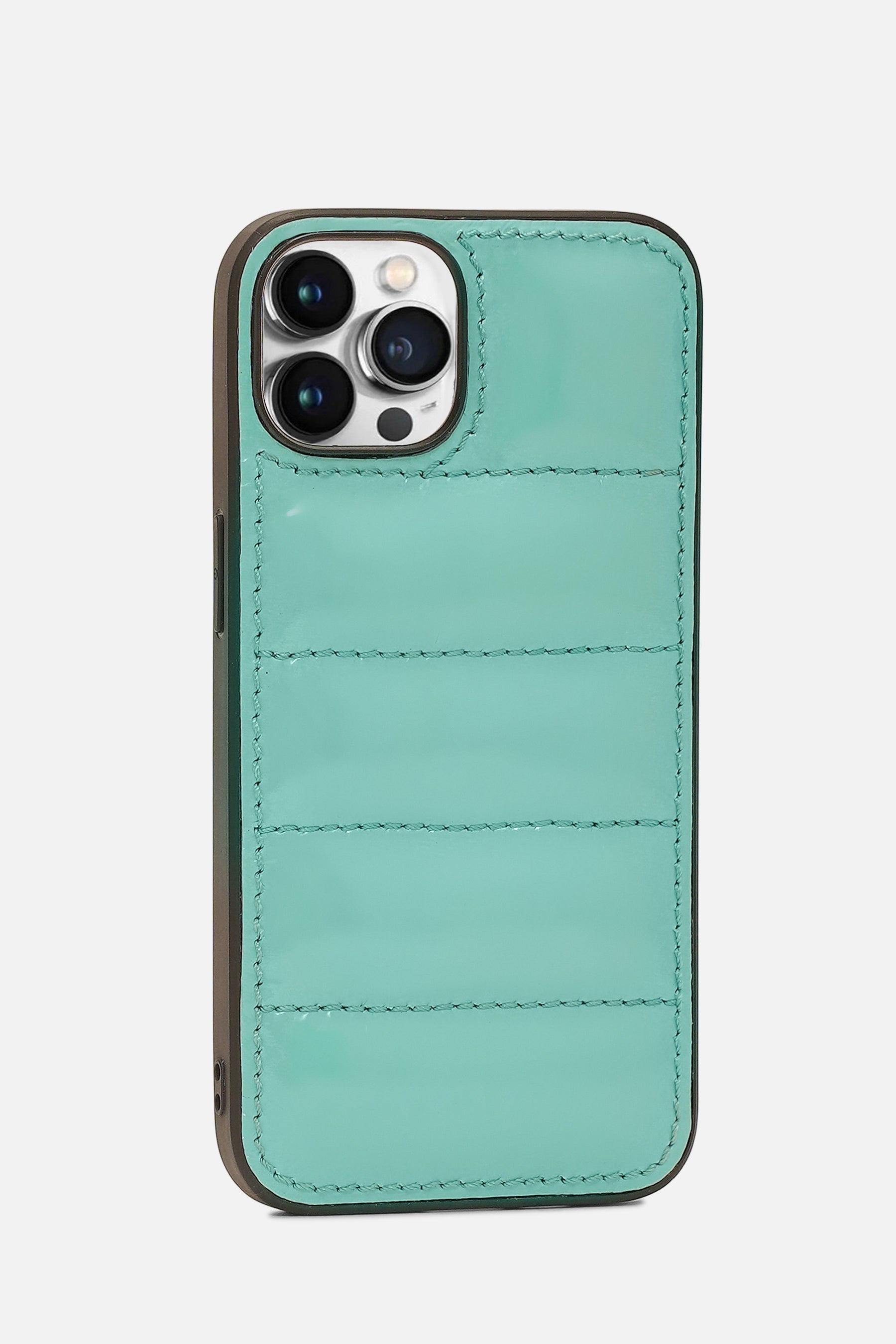 iPhone Puffer Case - Quilted - Patent Polished Pine