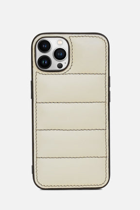 iPhone Puffer Case - Quilted - Patent Off White