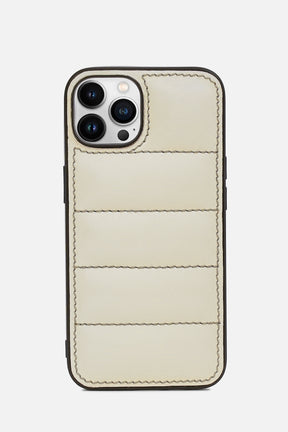IPhone Puffer Case - Quilted - Patent Off White