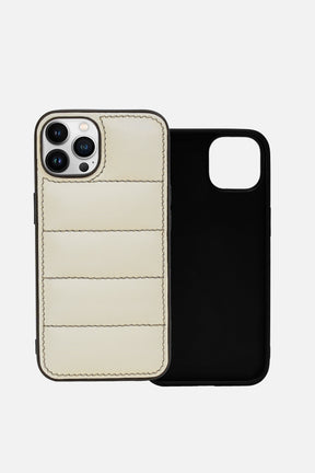 IPhone Puffer Case - Quilted - Patent Off White