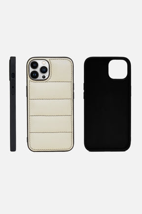 iPhone Puffer Case - Quilted - Patent Off White