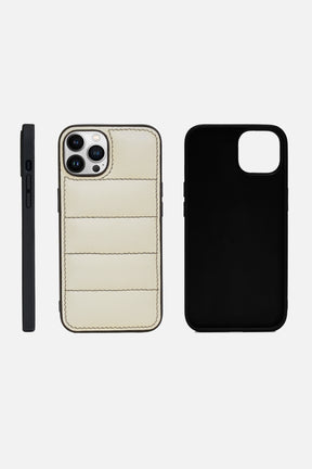 IPhone Puffer Case - Quilted - Patent Off White