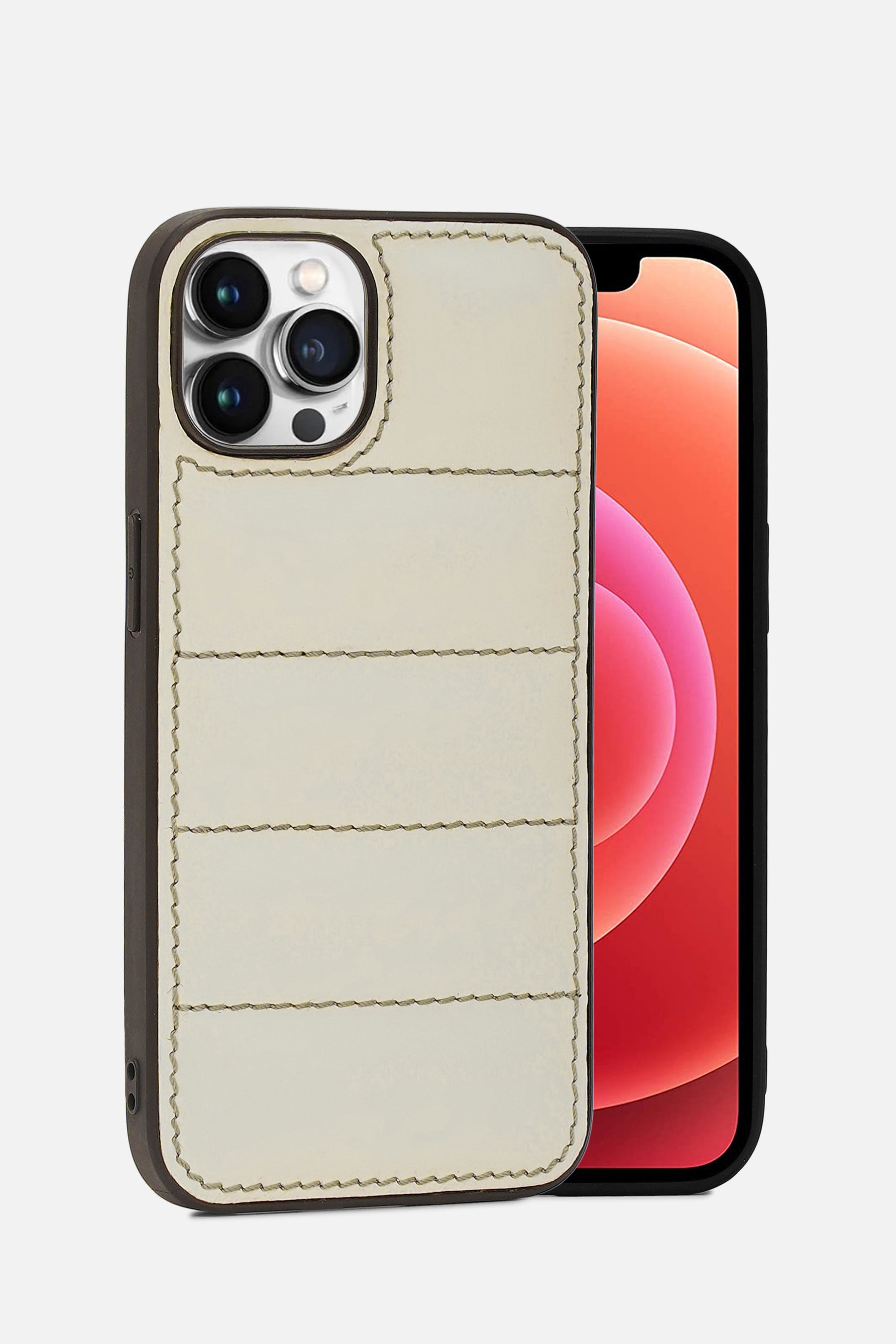 IPhone Puffer Case - Quilted - Patent Off White