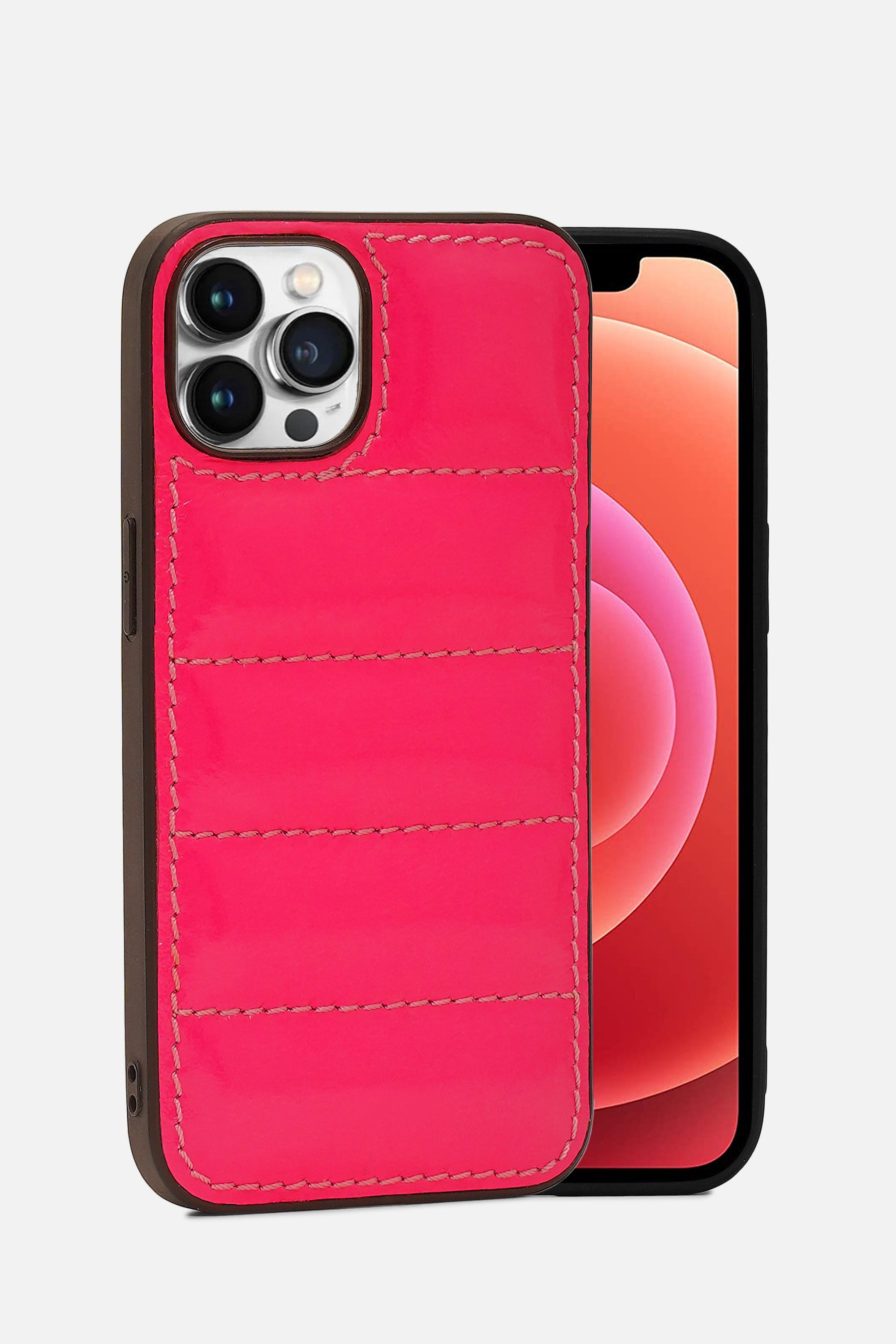 iPhone Puffer Case - Quilted - Patent Pink