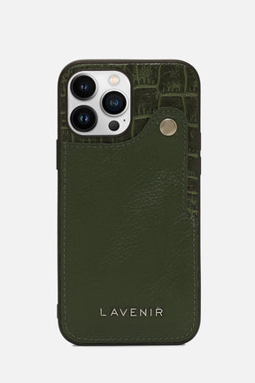 iPhone Case - Poppers Card Pocket -  Deep lichen green