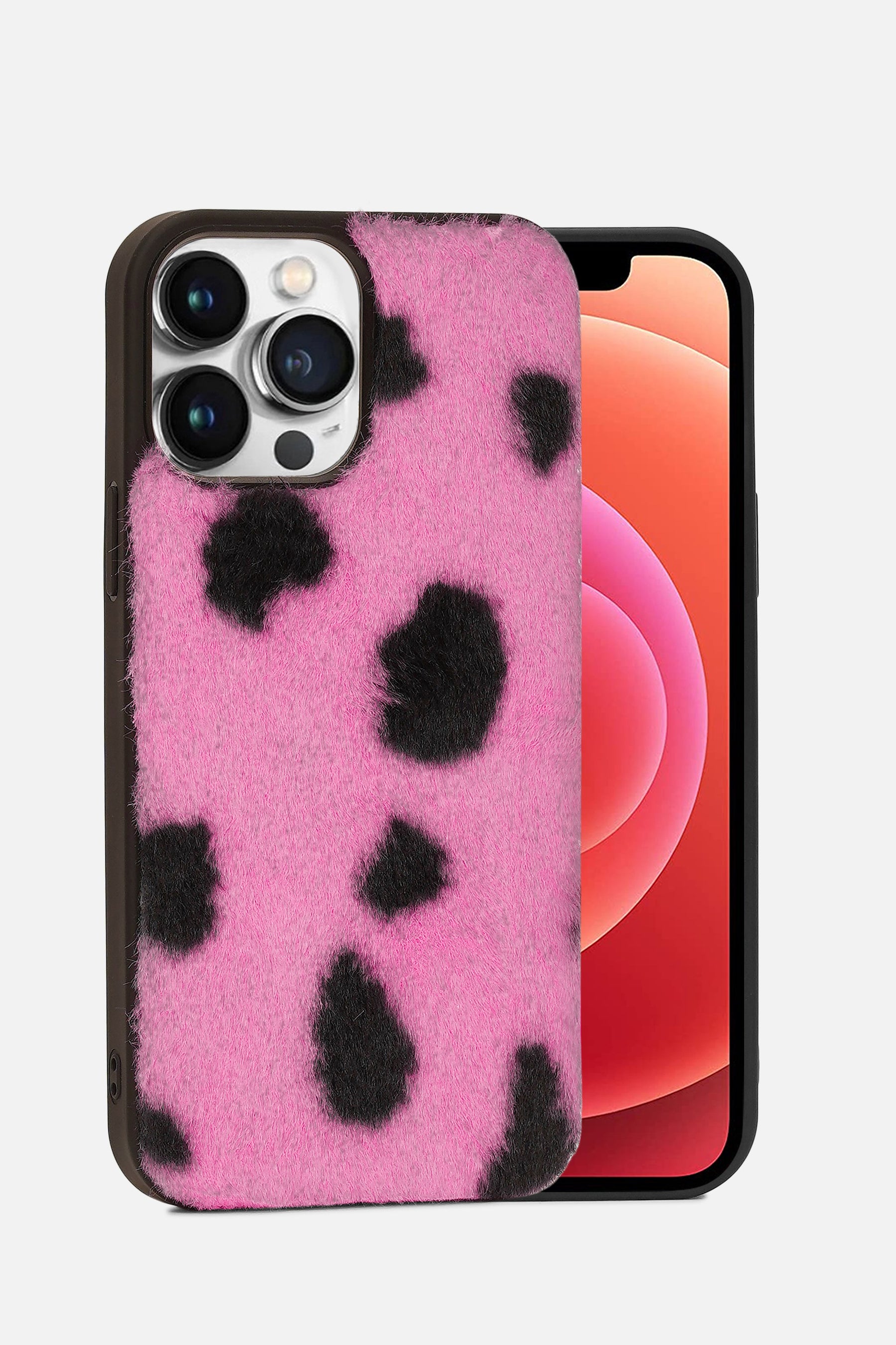 iPhone Printed Fur Case - Soft Pink