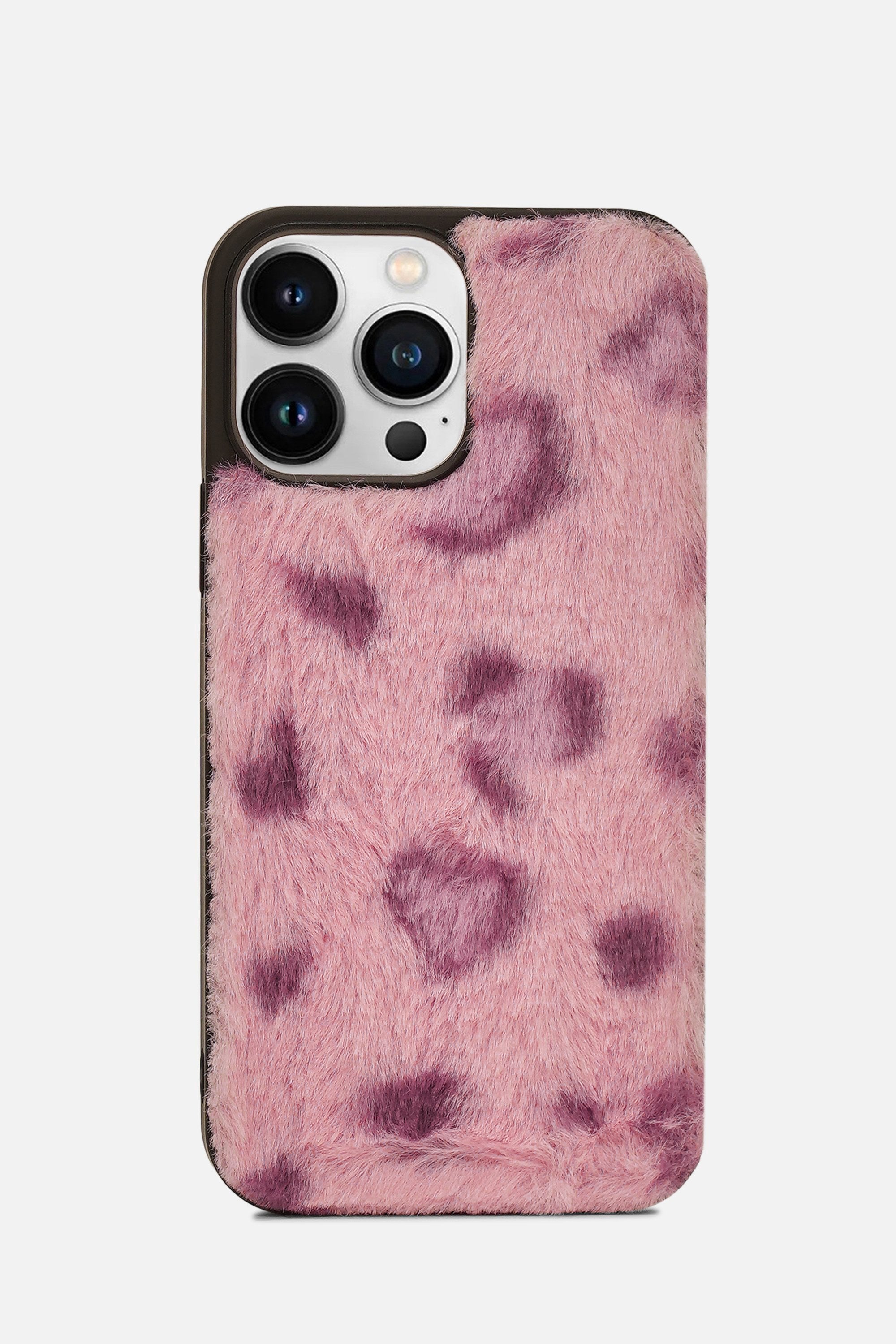 iPhone Printed Fur Case - Soft Red