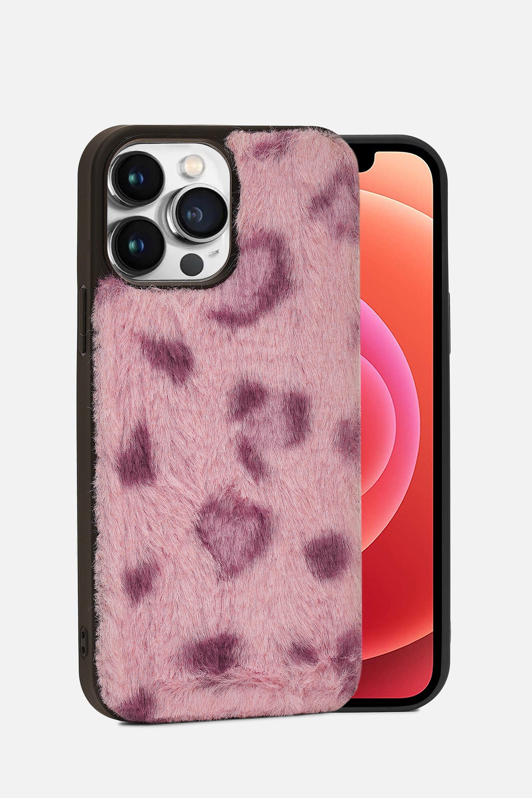 iPhone Printed Fur Case - Soft Red