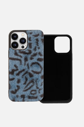 iPhone Printed Fur Case - Dark Blue