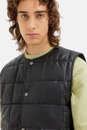 Vito - Quilted Leather Vest - Black