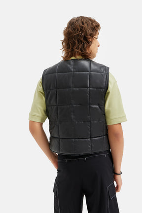 Vito - Quilted Leather Vest - Black