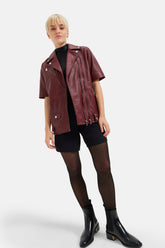 Ace - Leather Racer Vest - Wine