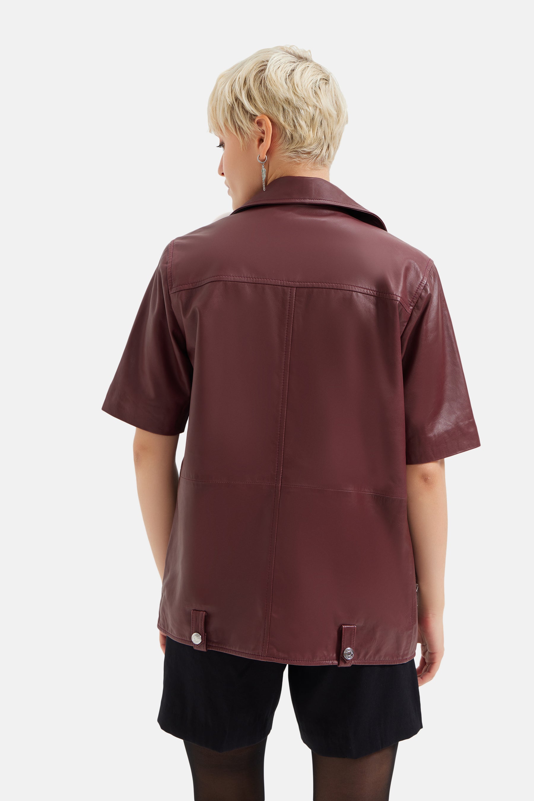 Ace - Leather Racer Vest - Wine