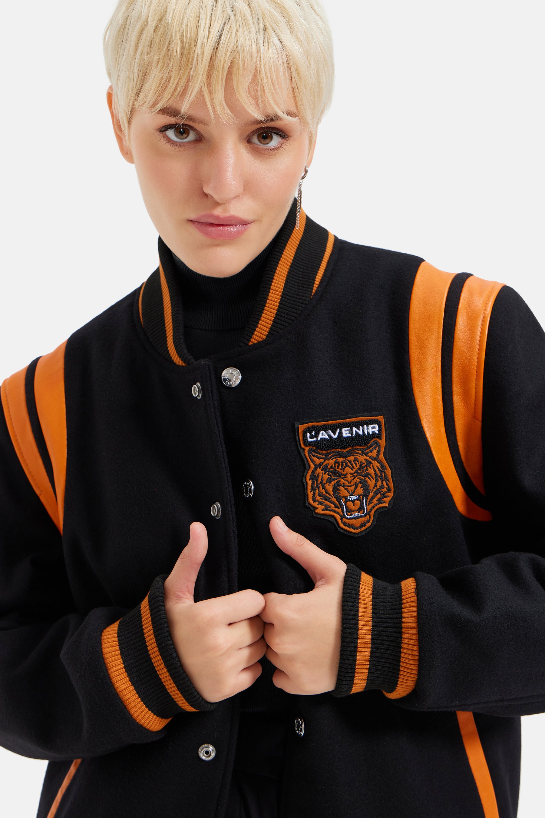 Lynx- L'avenir Varsity Jacket - Black & Orange