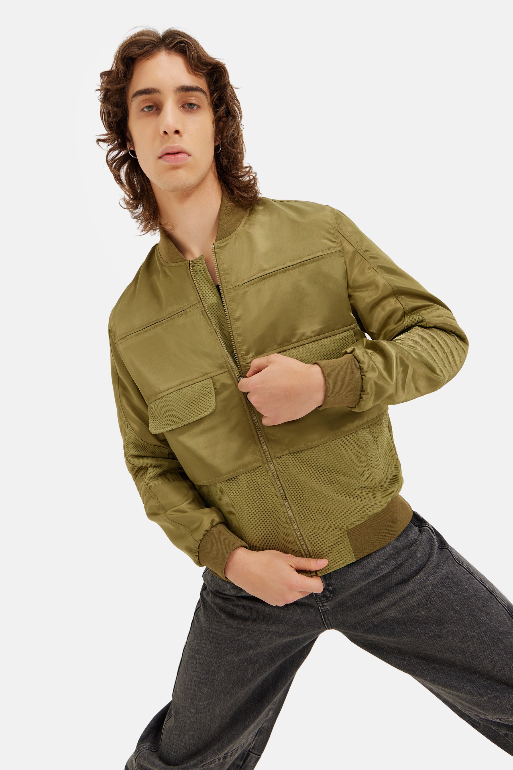 Solaris - Nylon Bomber Jacket - Khaki