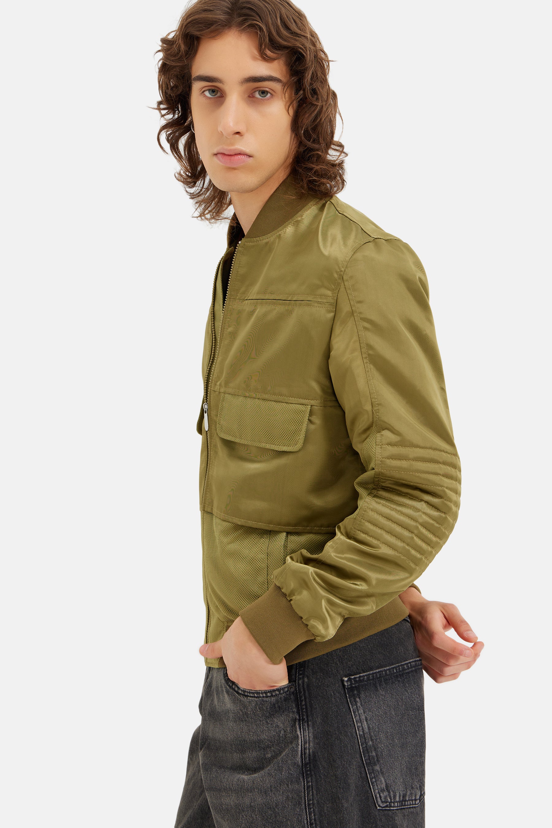 Solaris - Nylon Bomber Jacket - Khaki