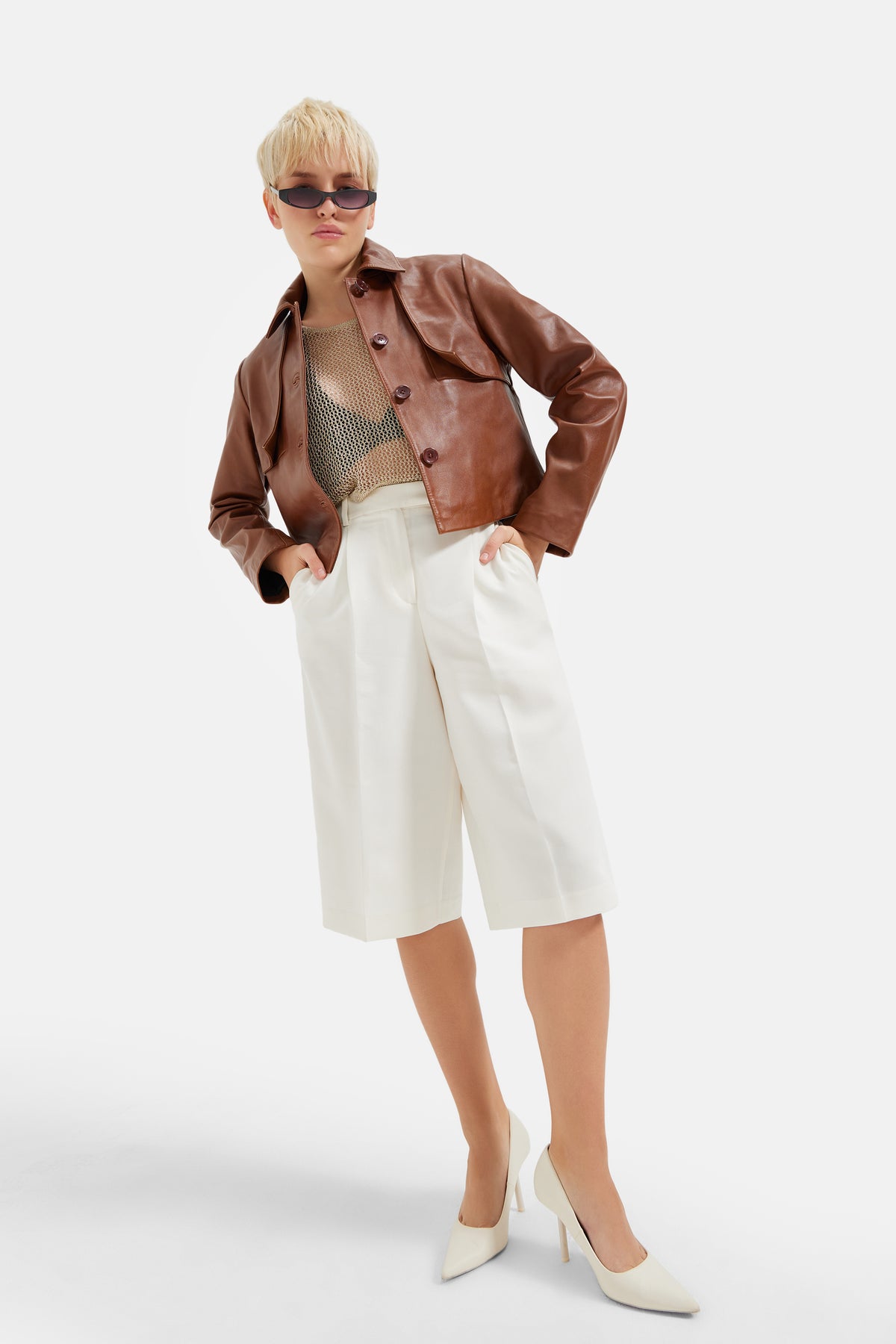 Roux - Leather Buttoned Jacket - Cognac