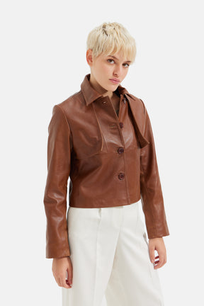 Roux - Leather Buttoned Jacket - Cognac