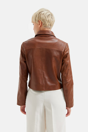 Roux - Leather Buttoned Jacket - Cognac