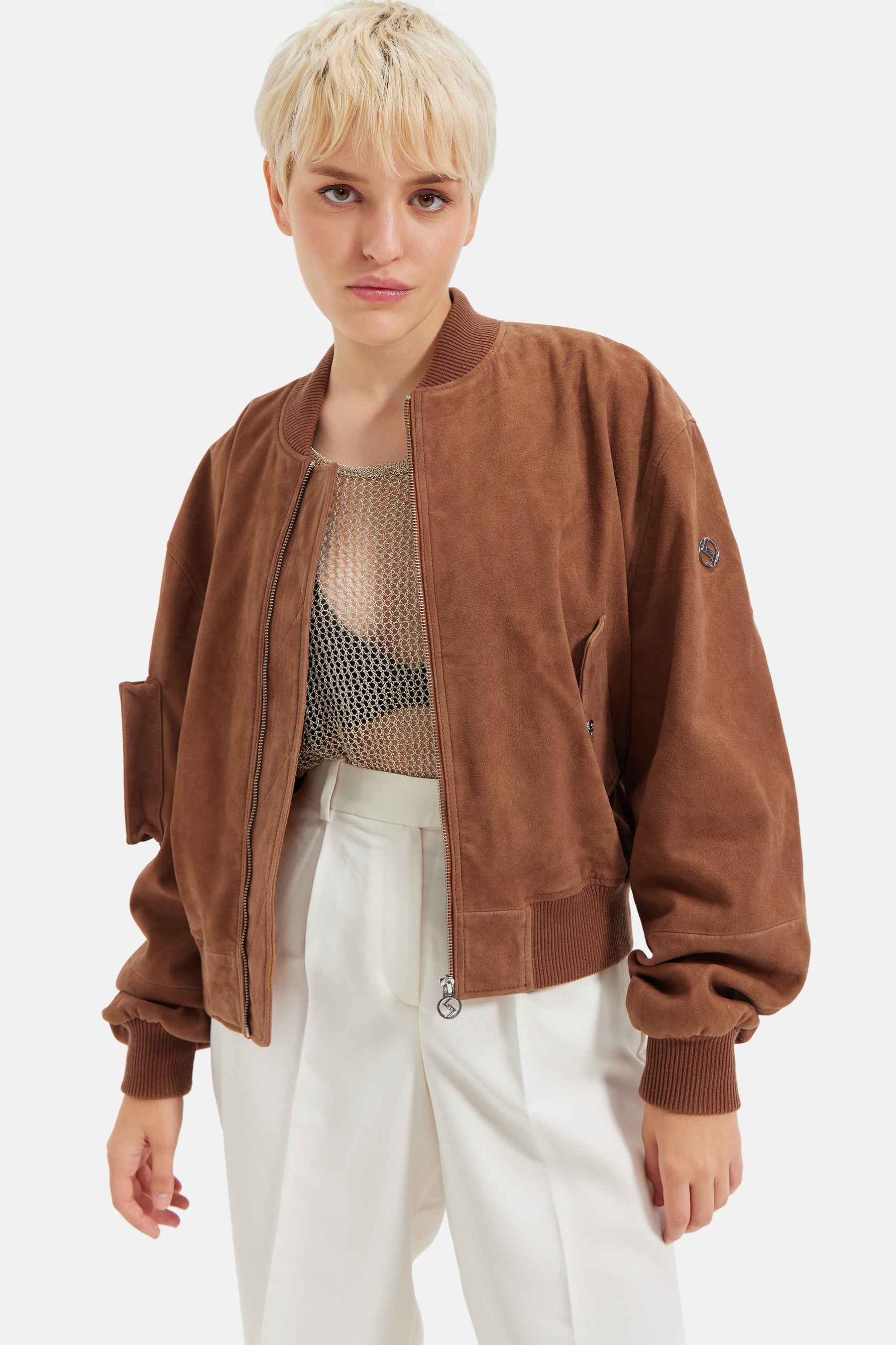 Florida - Utility Suede Bomber Jacket - Cognac