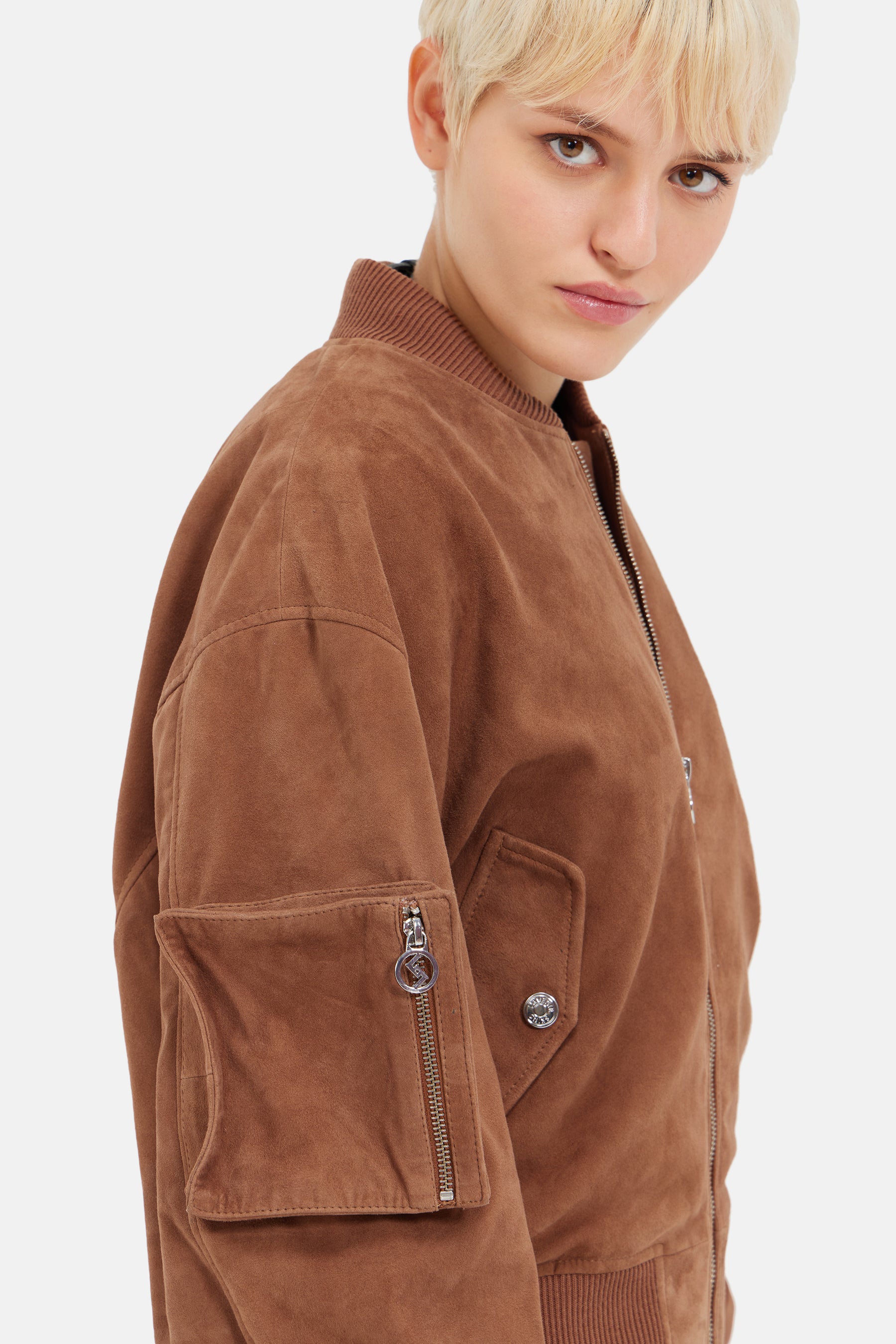 Florida - Utility Suede Bomber Jacket - Cognac