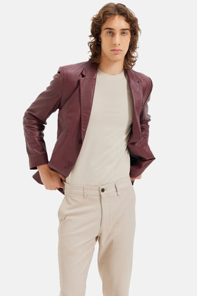 Lord - Work wear Leather Blazer - Red Wine