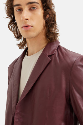 Lord - Work wear Leather Blazer - Red Wine