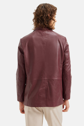 Lord - Work wear Leather Blazer - Red Wine