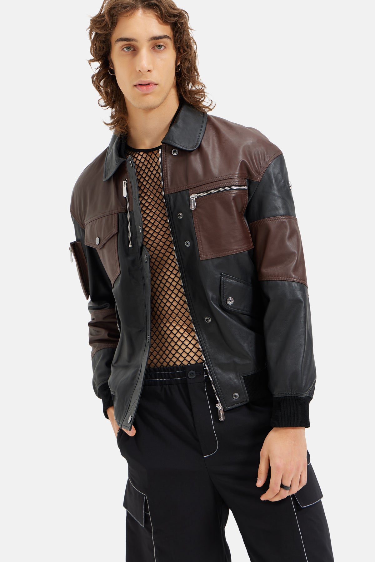 Kage - Leather Technical Jacket - Brown & Black
