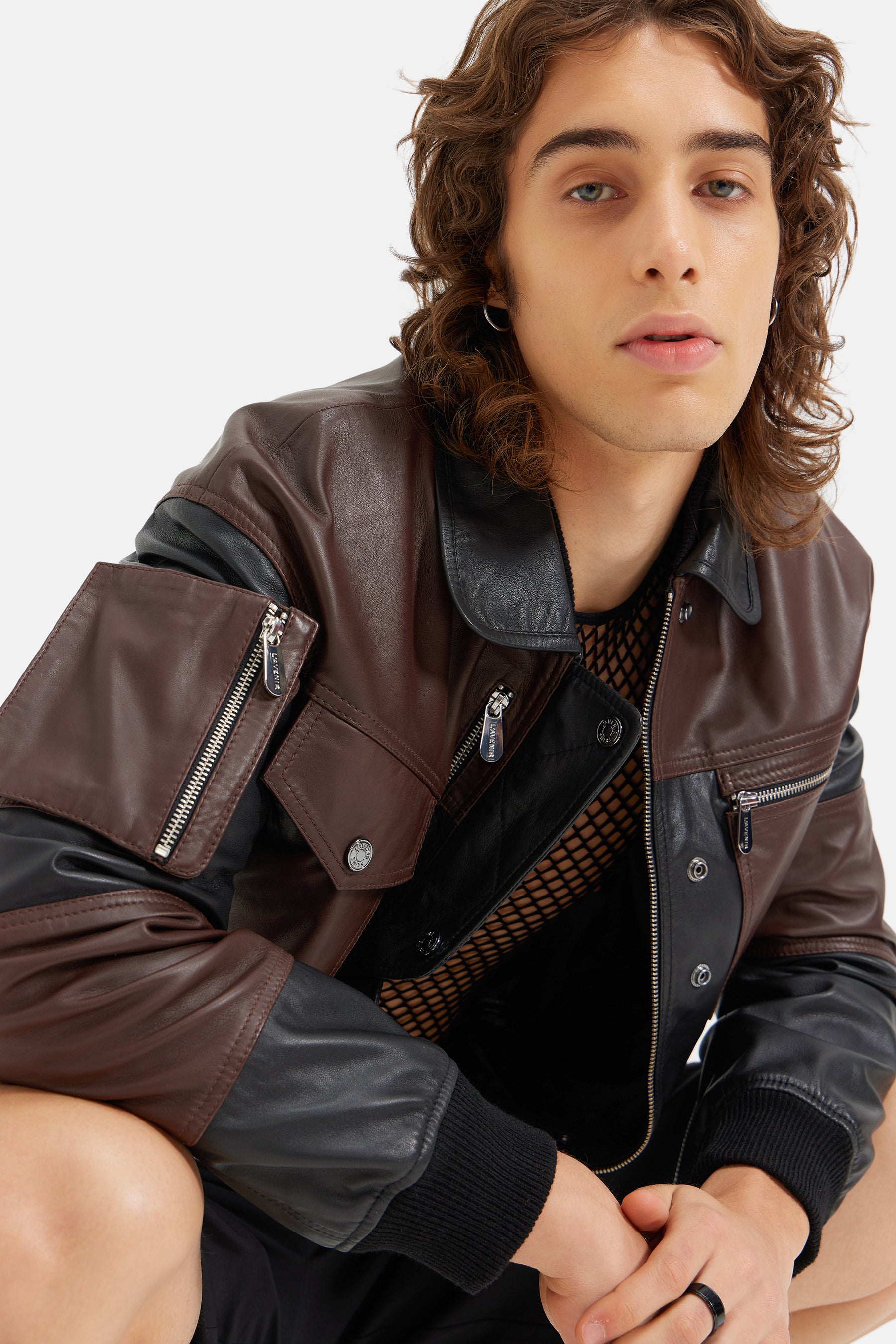 Kage - Leather Technical Jacket - Brown & Black