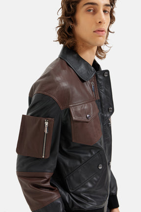 Kage - Leather Technical Jacket - Brown & Black