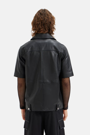 Ace - Leather Racer Vest - Black