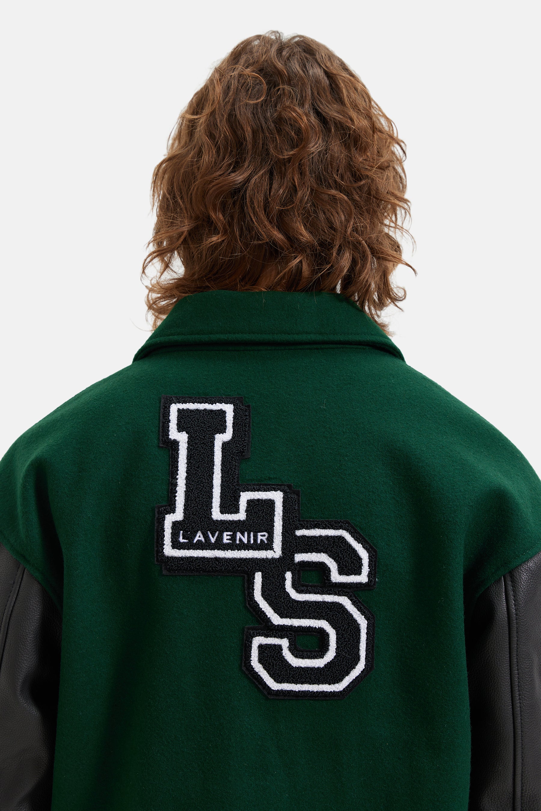 Harlem - Drop Shoulder Varsity Jacket - Forest Green & Black