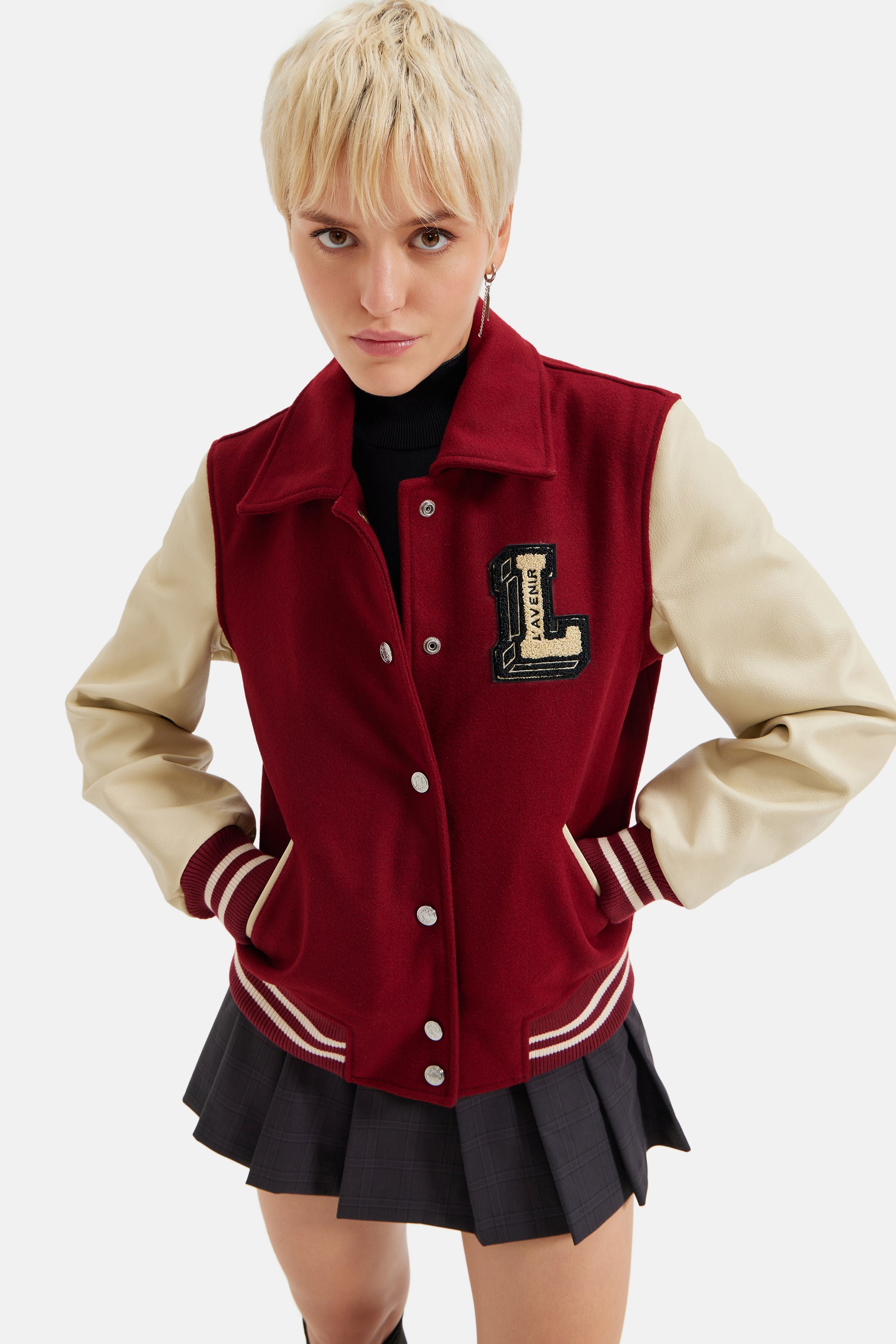 Blaze - L'avenir Teddy Jacket - Burgundy & Off White