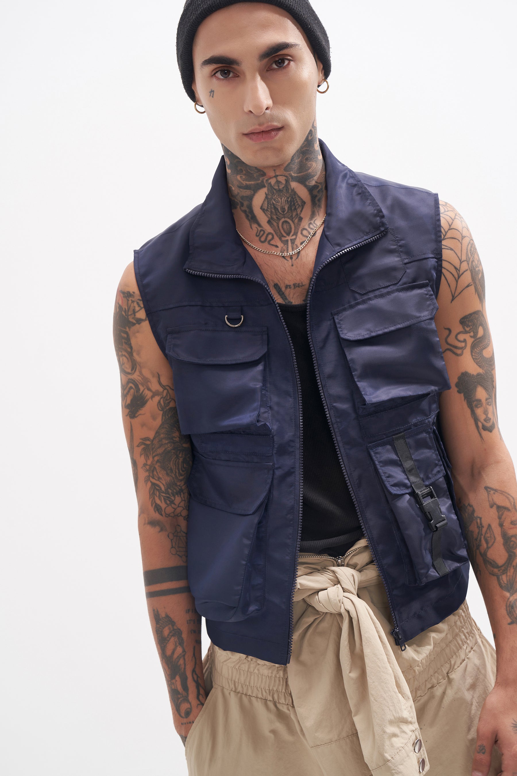 Clyde - Nylon Utility Gilet - Navy