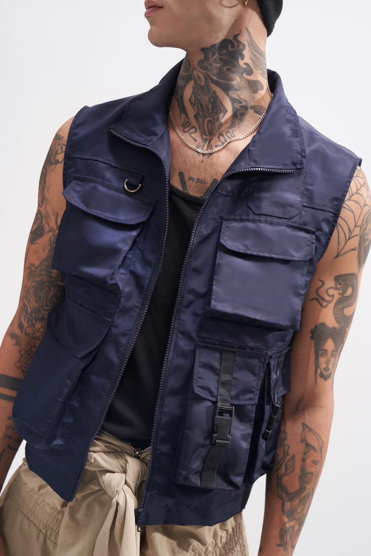 Clyde - Nylon Utility Gilet - Navy