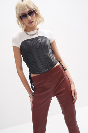 Roslin - Leather Corset - Black