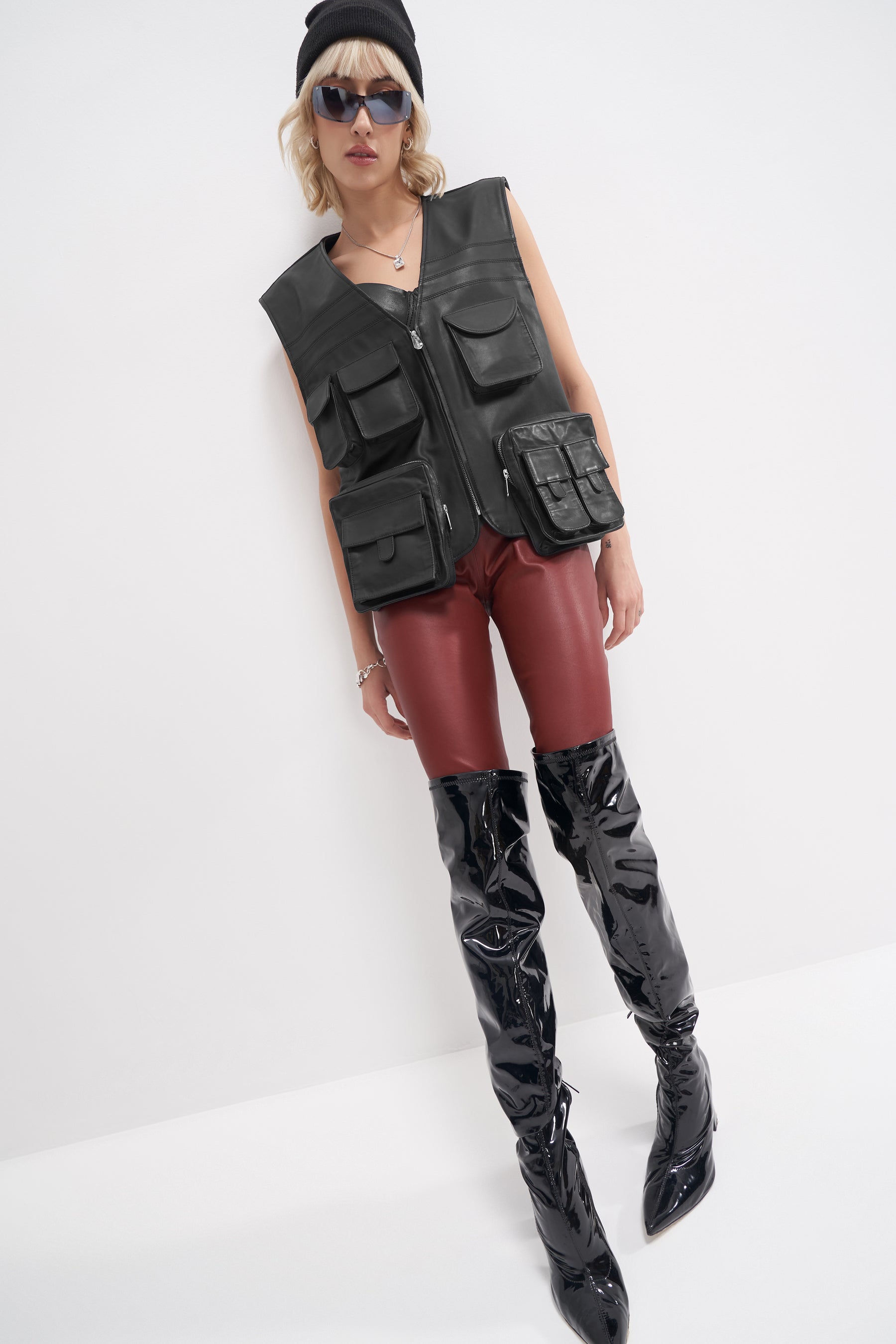 Rasmus - Unisex Technical Leather Gilet - All Black