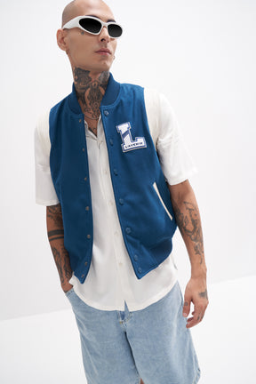 Joro - Unisex Varsity Gilet - Duck Blue / Off-White