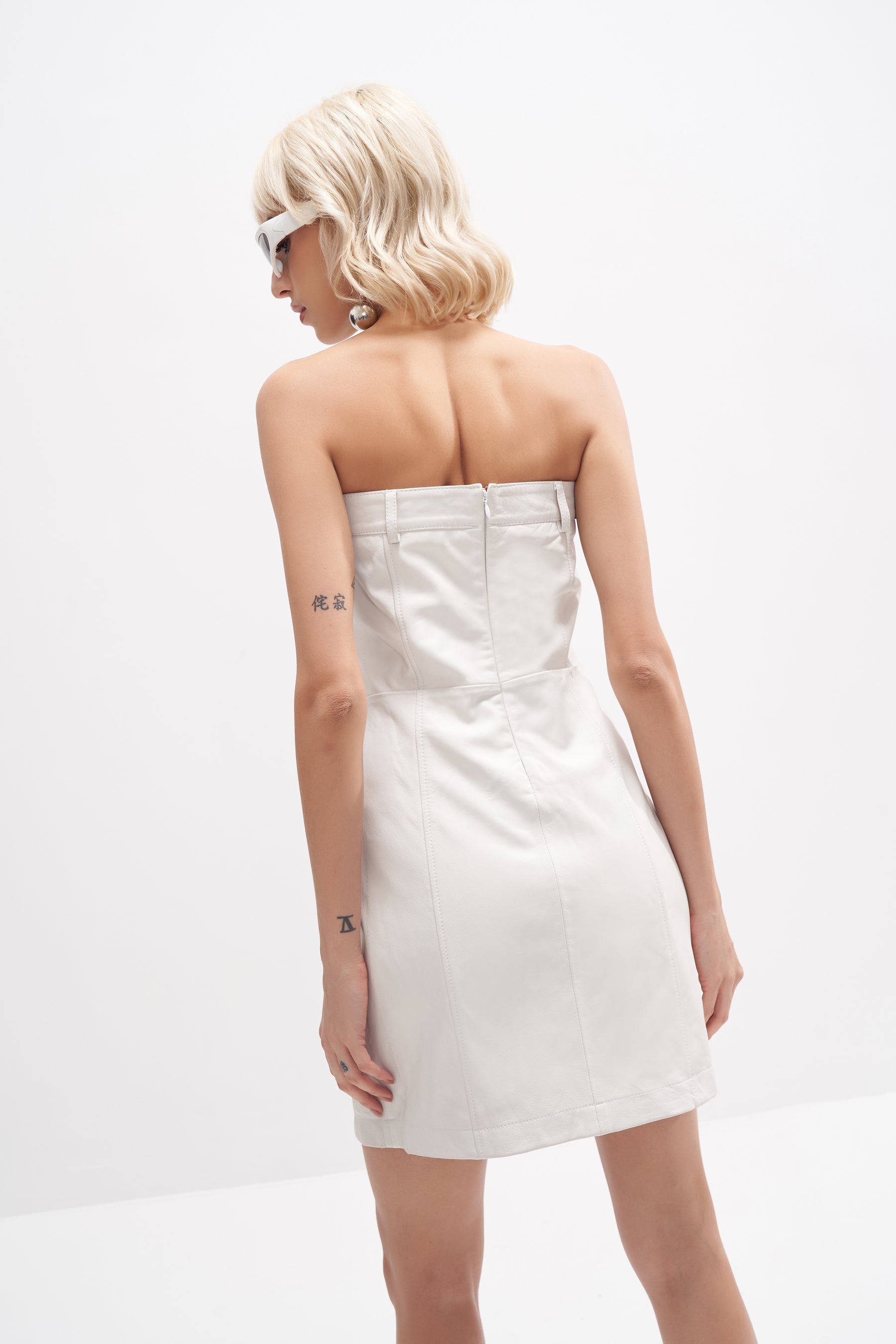 Elijah - Leather Dress - White