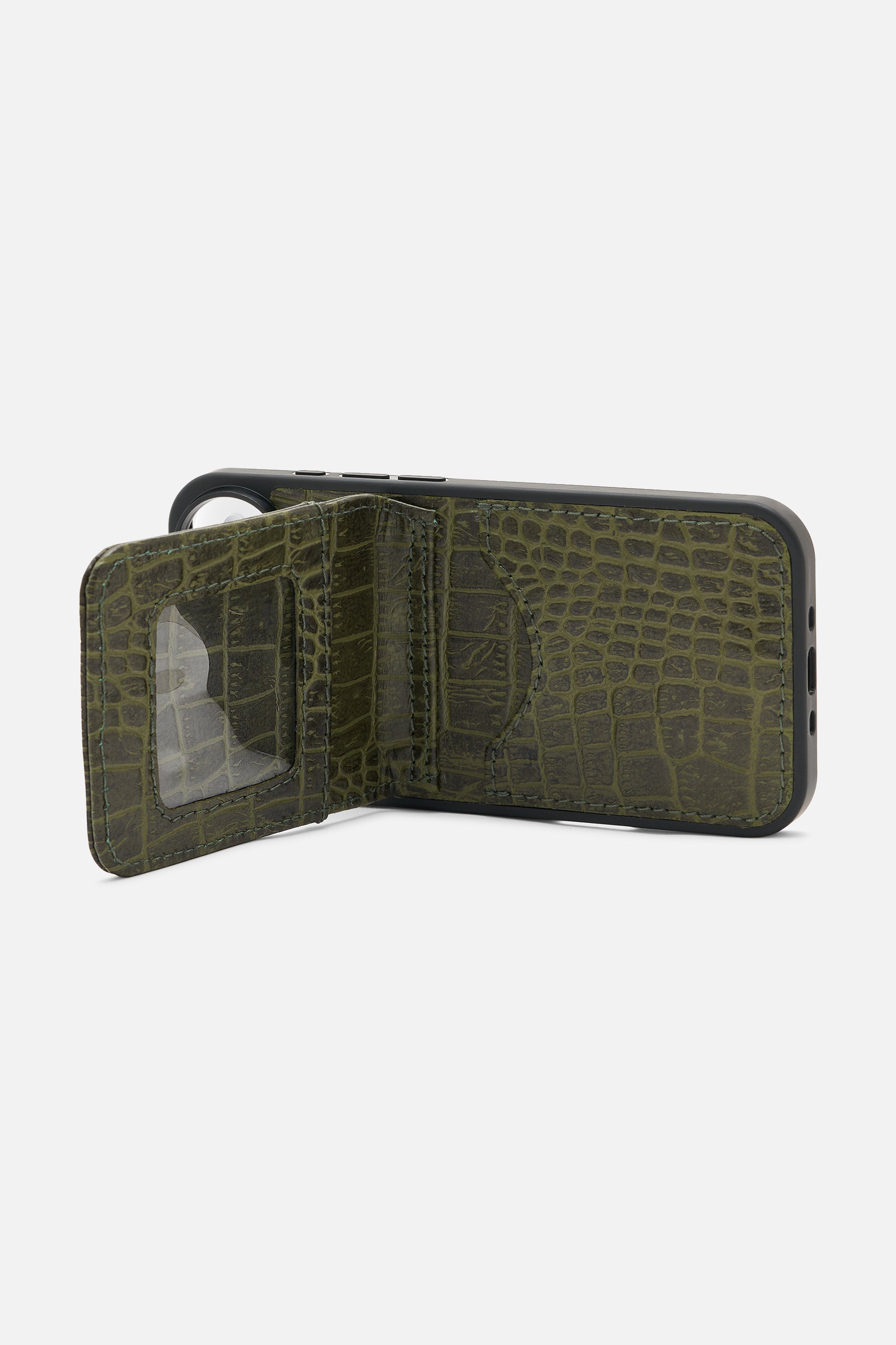 iPhone  Wallet Case - Croco Deep Lichen Green