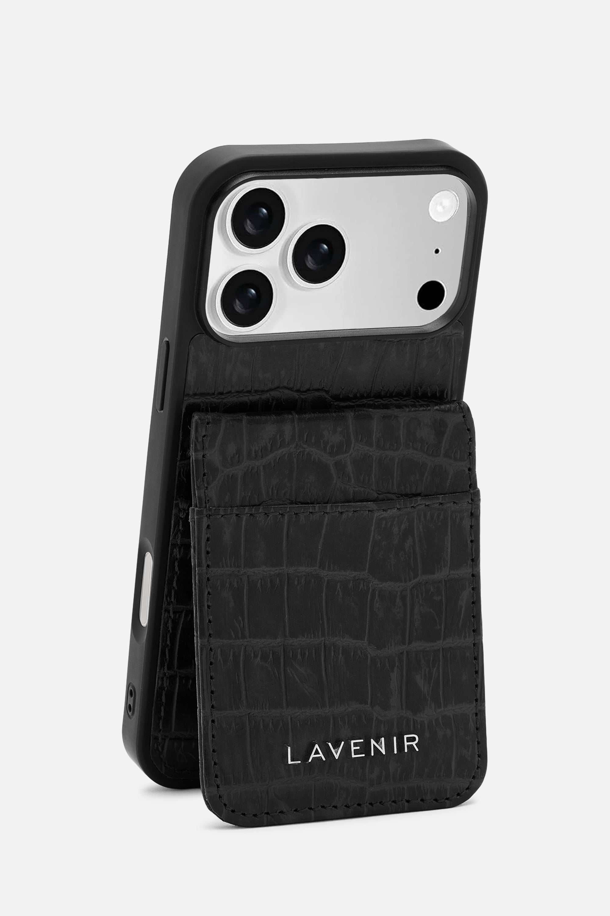 iPhone Wallet Case - Croco Black